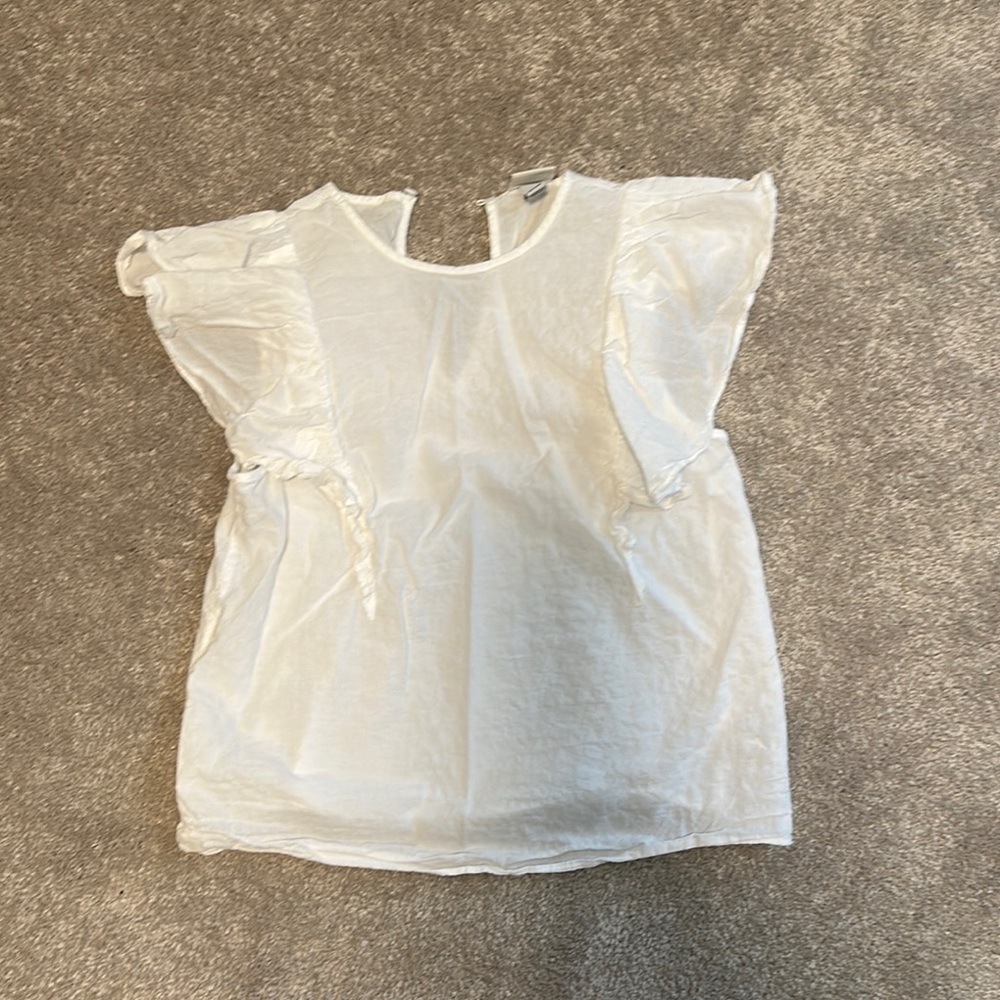 White Ruffled Sleeve Blouse